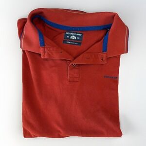 State of Art UK Brand Men's RED Textured Polo‎ Golf Shirt Medium